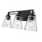 Z-Lite Lyna Vanity, 3-Light, 22 In.W x 6.5 In.L x 9 In.H, Matte Black/Clear 823-3V-MB - alternate 5